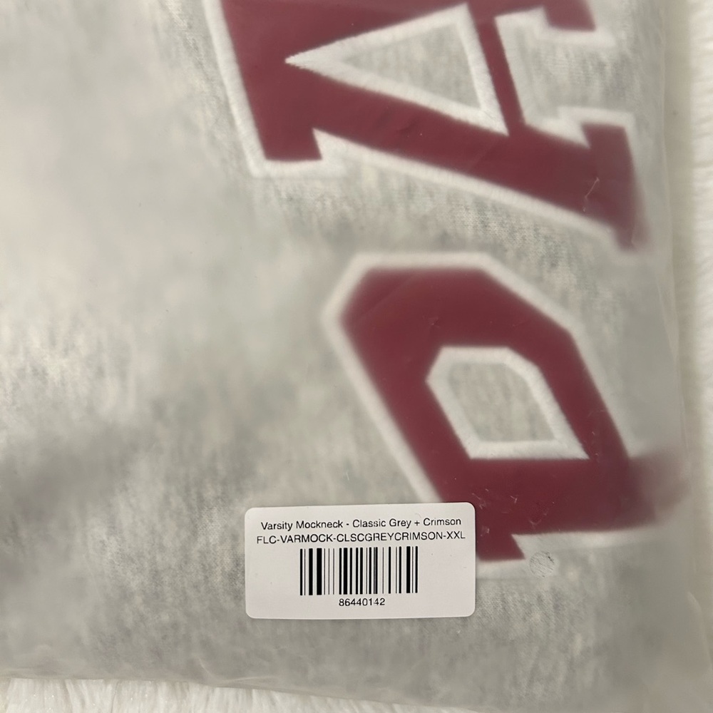 Parke Valentine's Varsity Mock neck - Classic Grey + Crimson - Picture 15 of 15